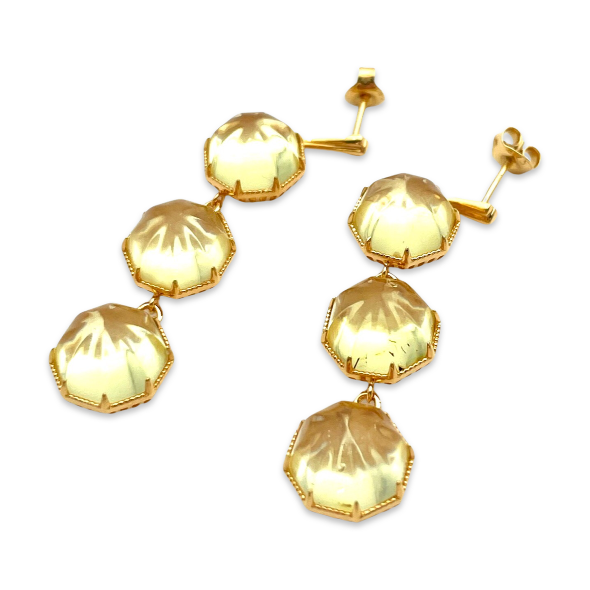 Gold plated amber earrings