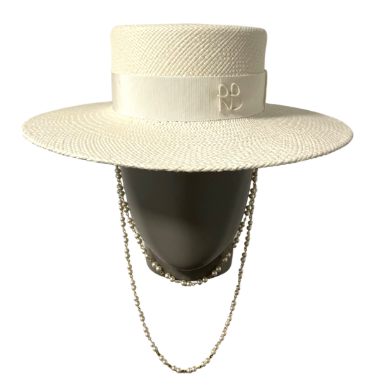 Double Chain Strap Boater Hat