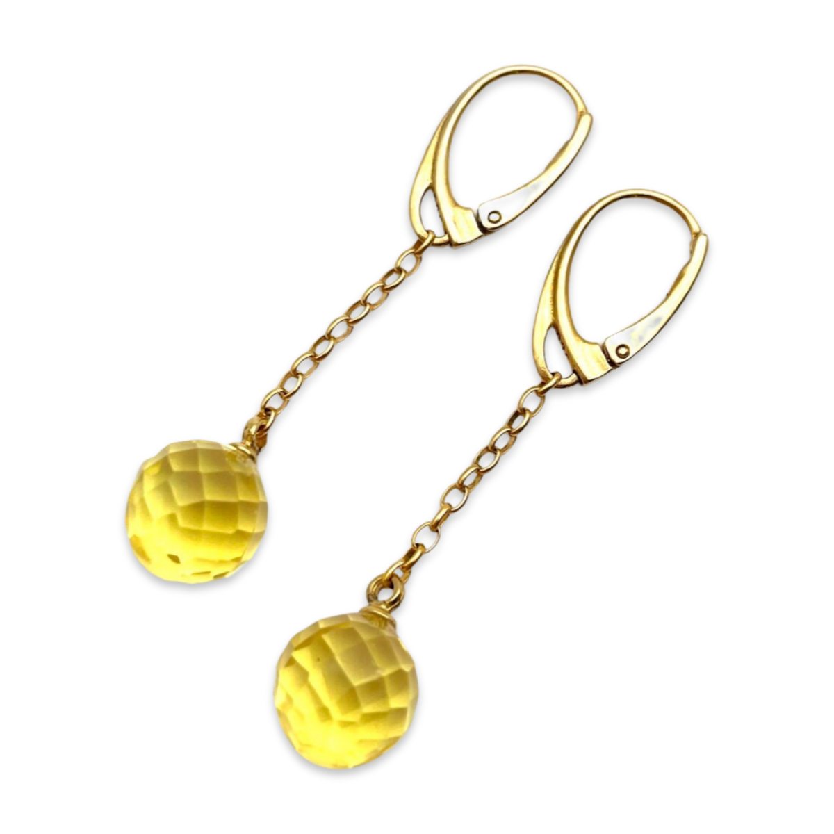 Gilded earrings with faceted amber, Small