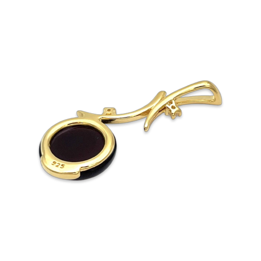 Gold-plated pendant with amber and zircons