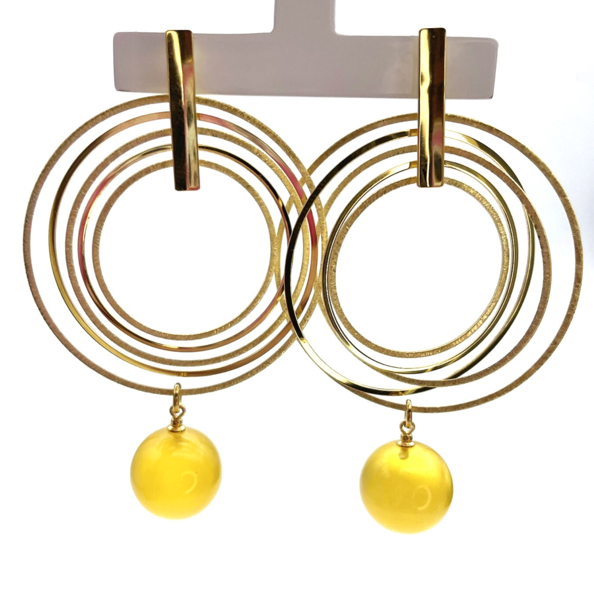 Gold plated earrings with amber