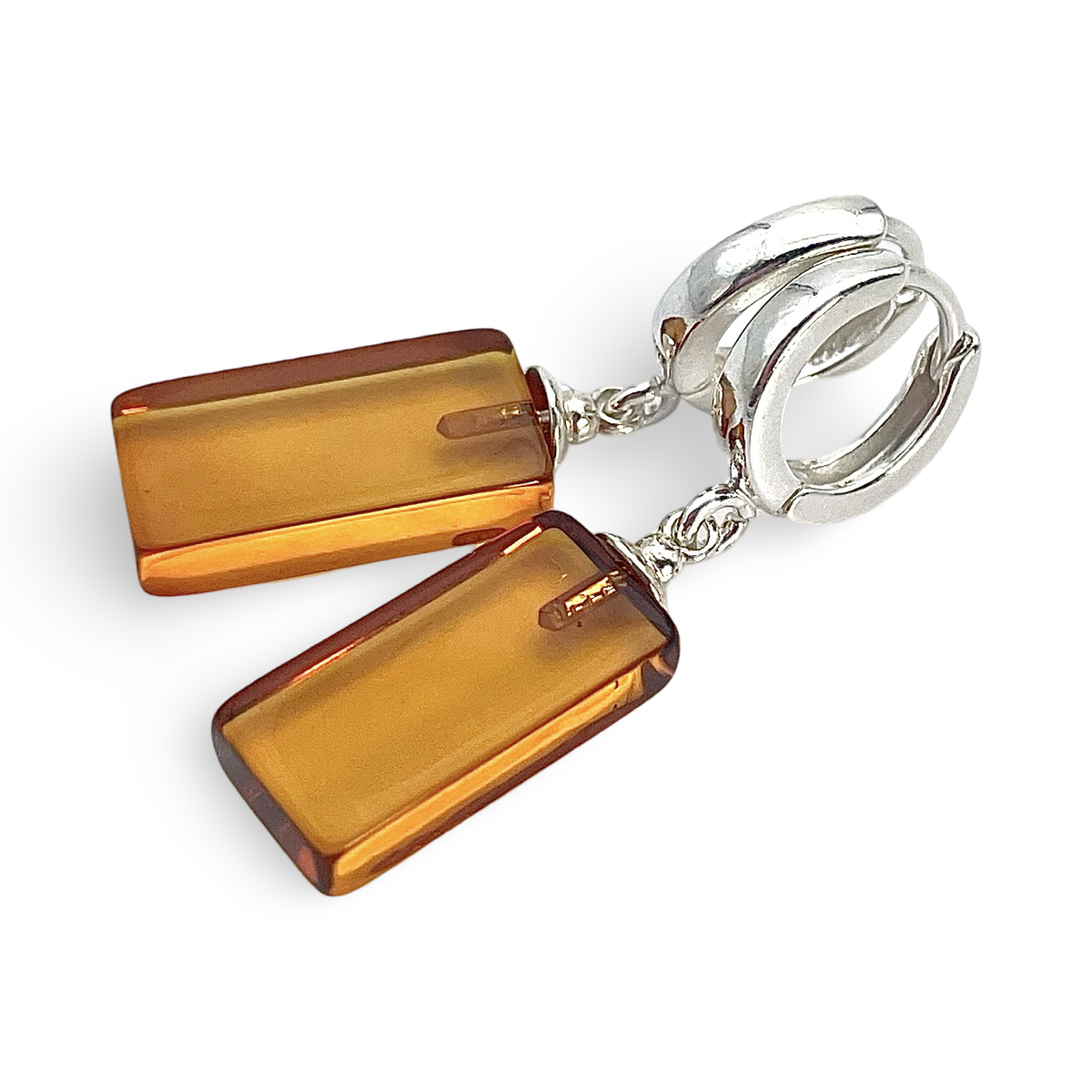 Silver amber earrings