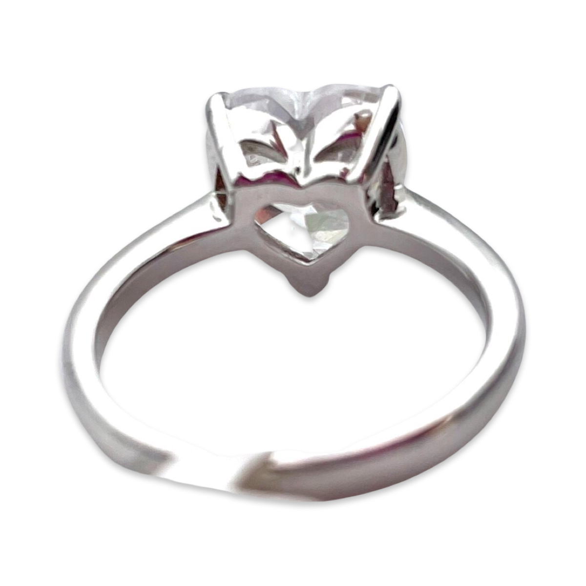 Heart White Silver Ring