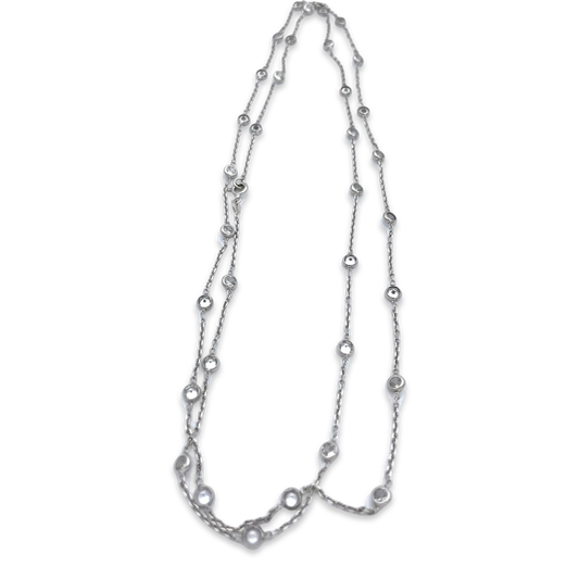 Silver chain with zircons