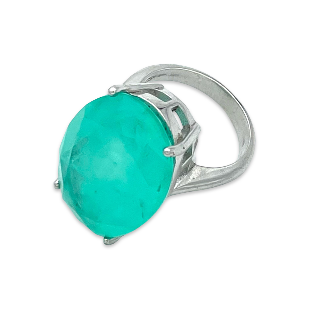 Silver ring with Paraiba stone