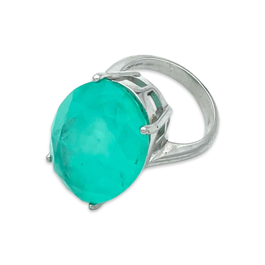 Silver ring with Paraiba stone