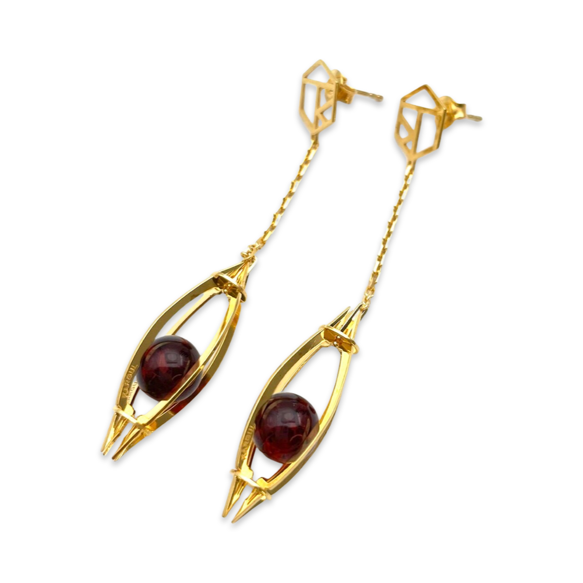 Gold plated amber earrings