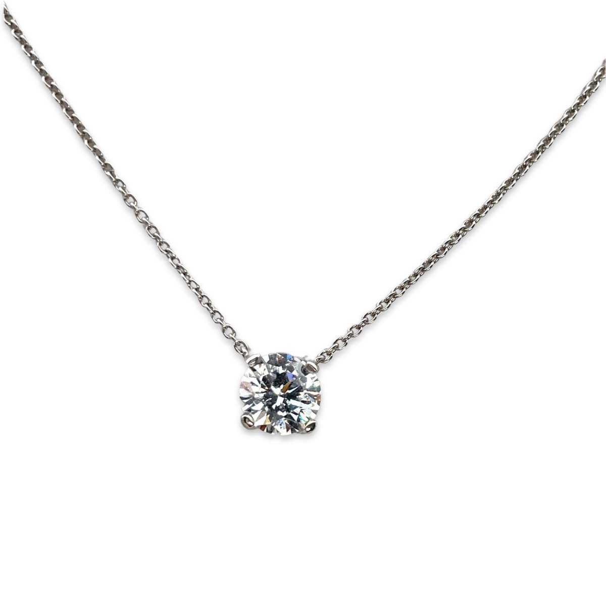 Single Round Cut Silver Necklace