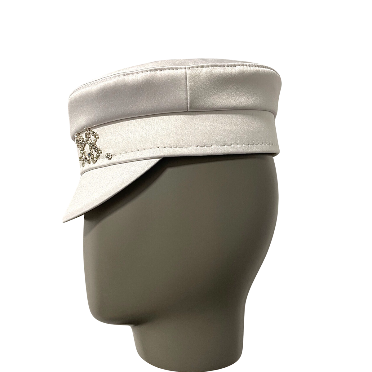 Crystal-embellished Satin Baker Boy Cap