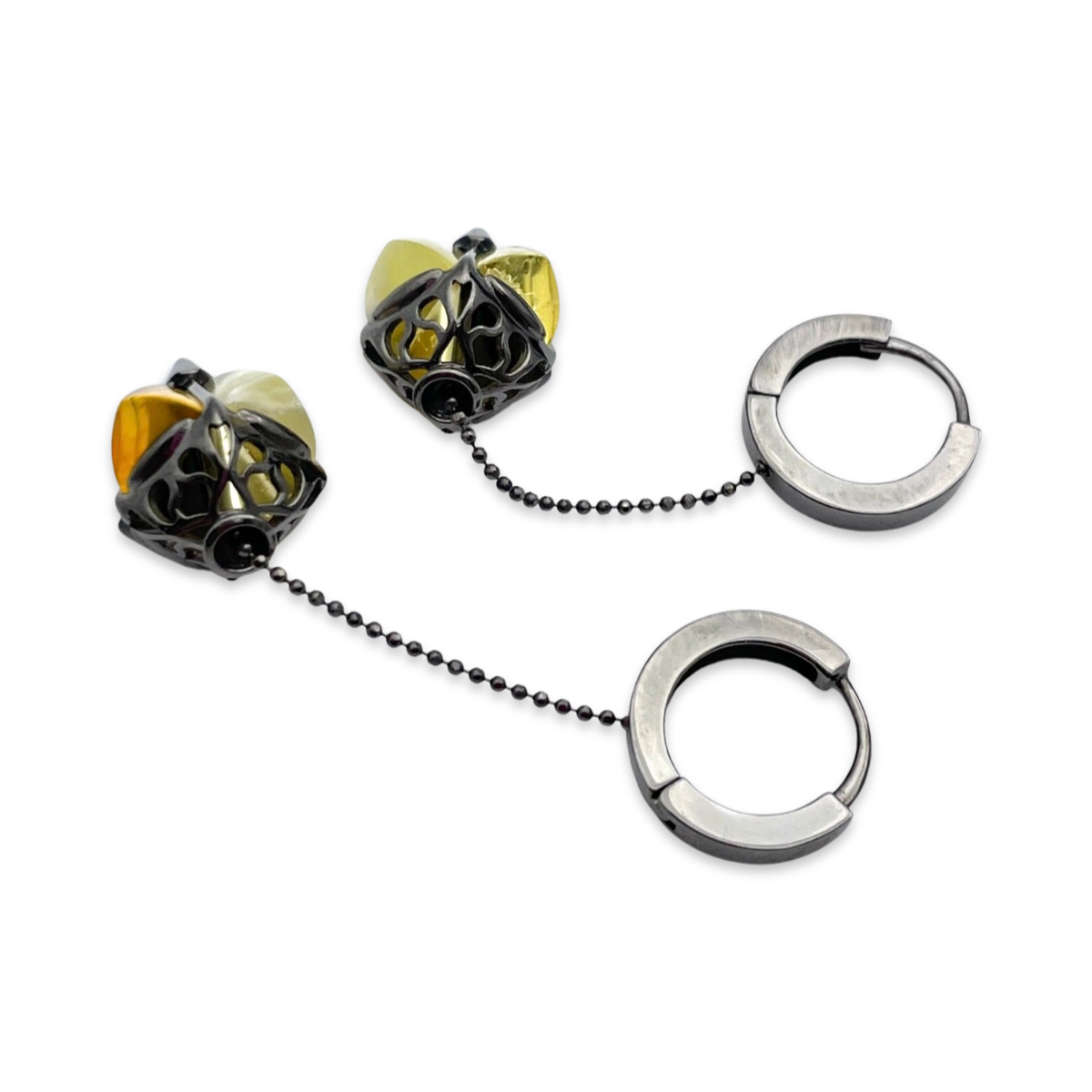 Silver earrings with amber