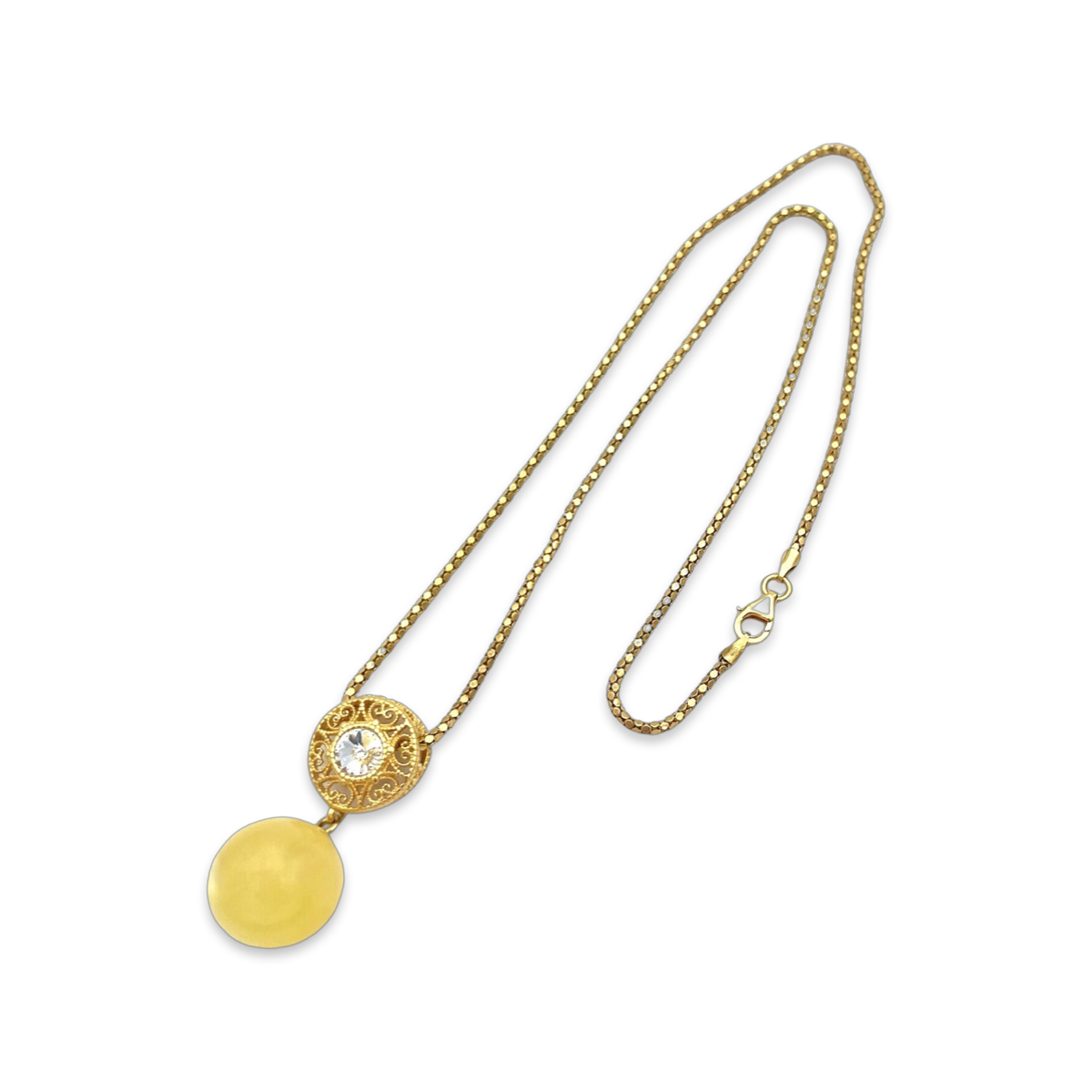 Amber gold plated necklace