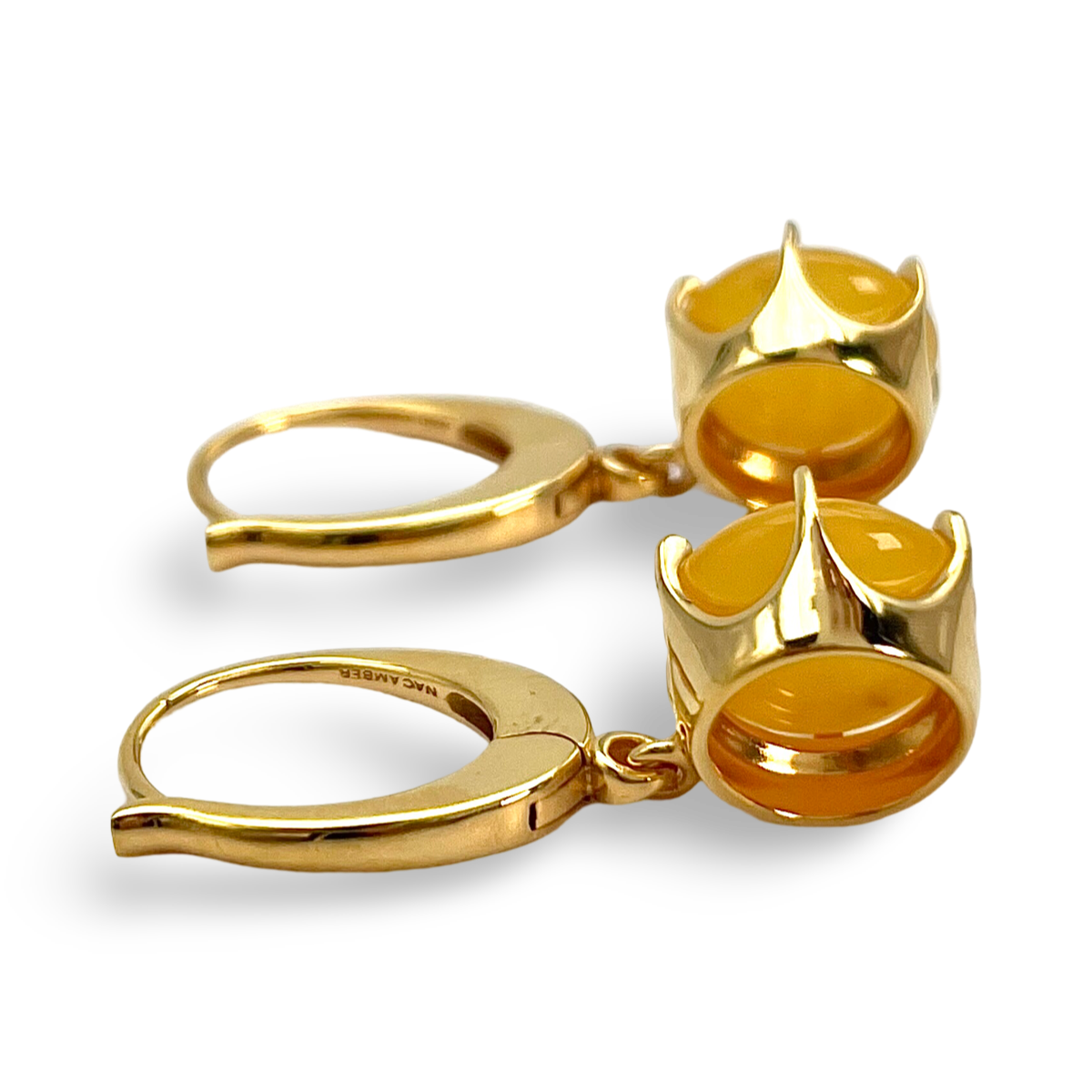 Gold plated amber earrings