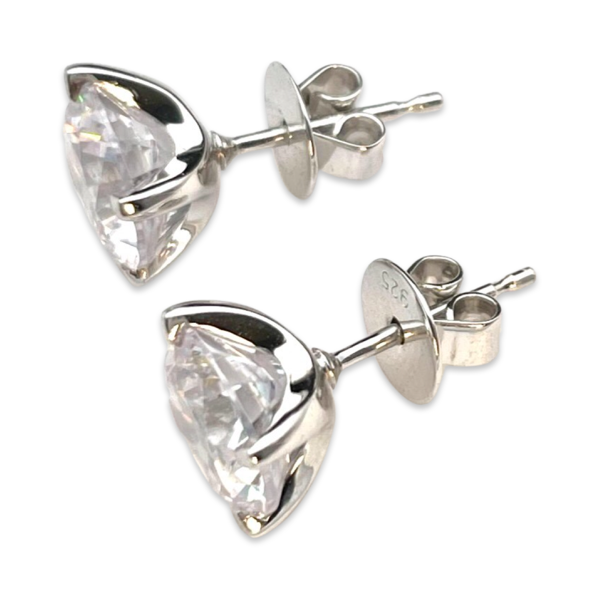 Round Silver Studs with zircons 6 mm