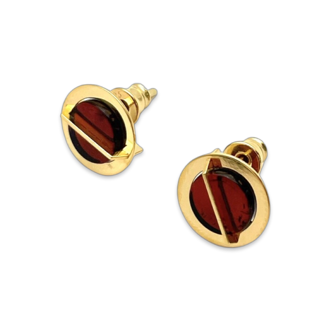 Gold plated amber earrings