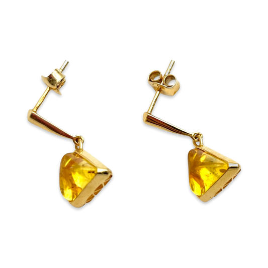 Gold plated amber earrings