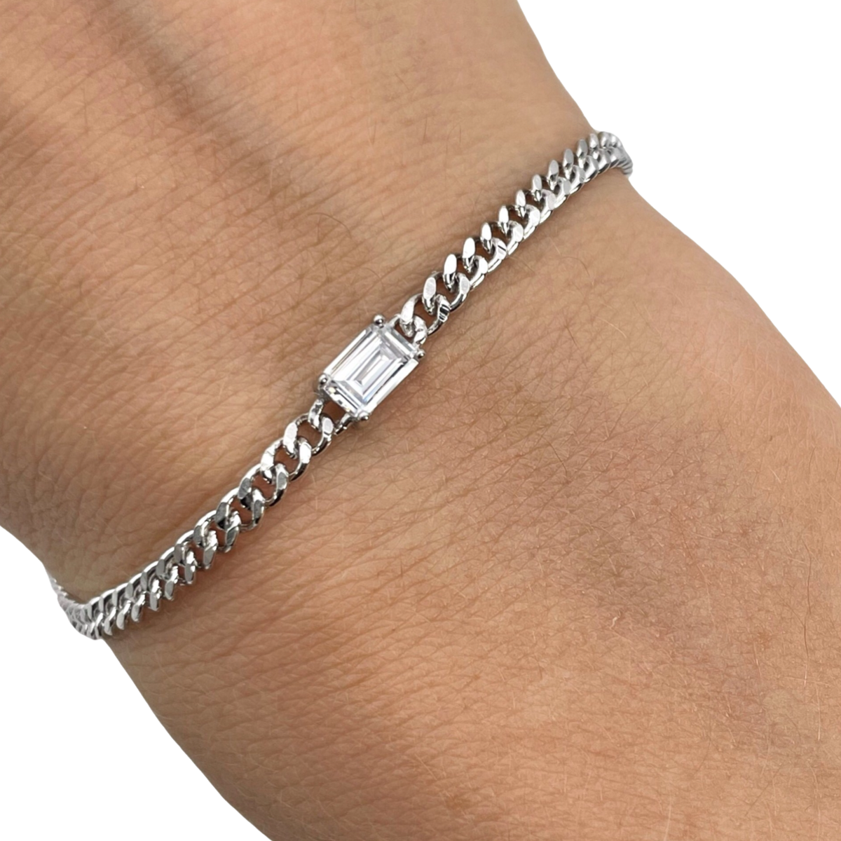 Emerald Cut Silver Bracelet