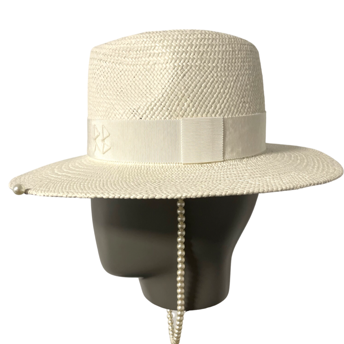 Pearl Embellished Straw Fedora Hat