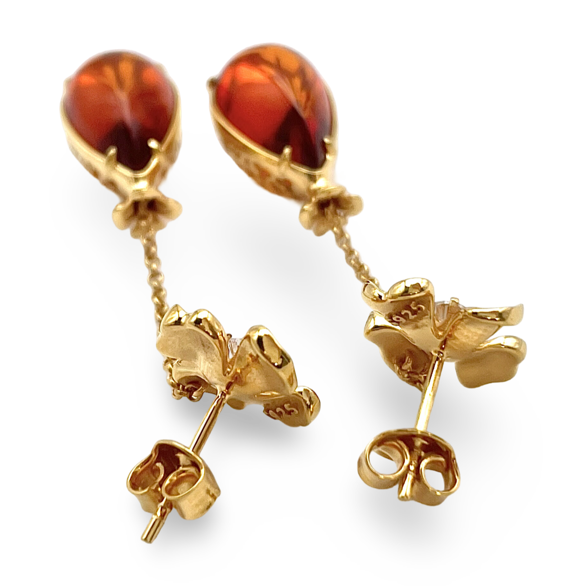 Gold plated amber earrings