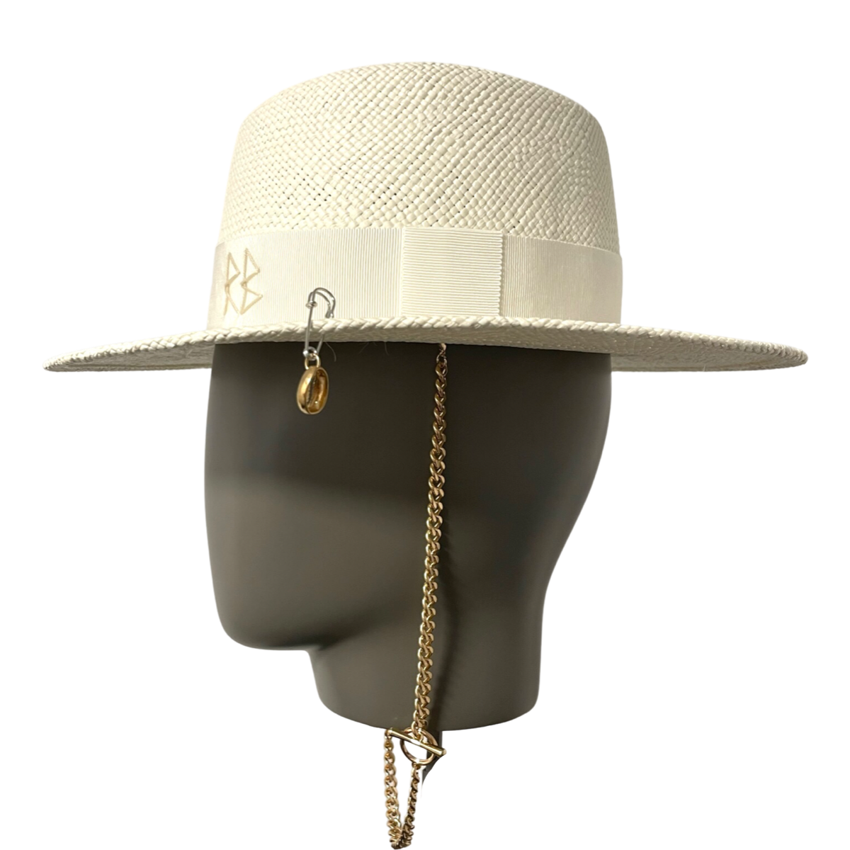 Chain Strap Straw Gambler Hat