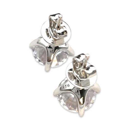 Round Silver Studs with zircons 9 mm