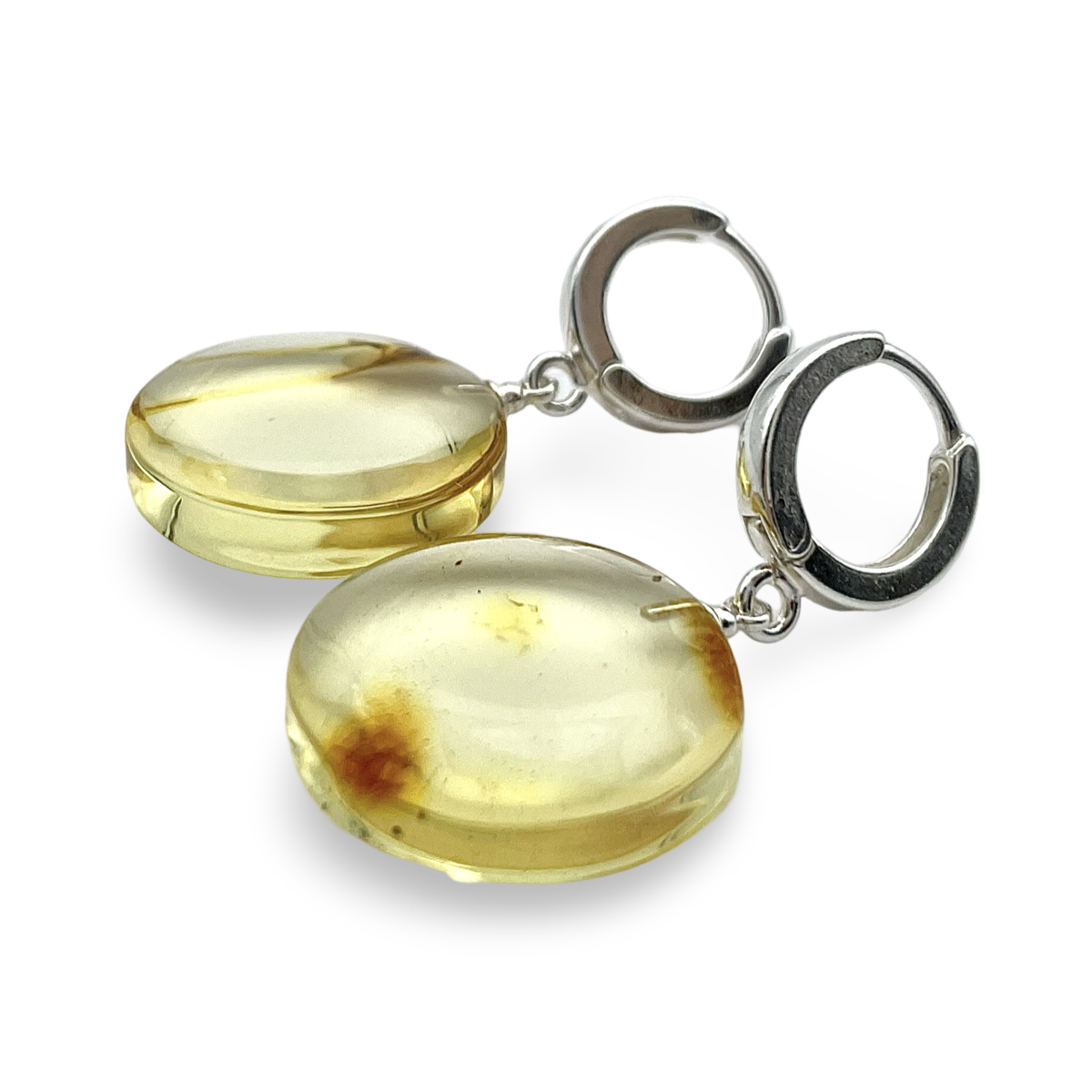 Silver amber earrings