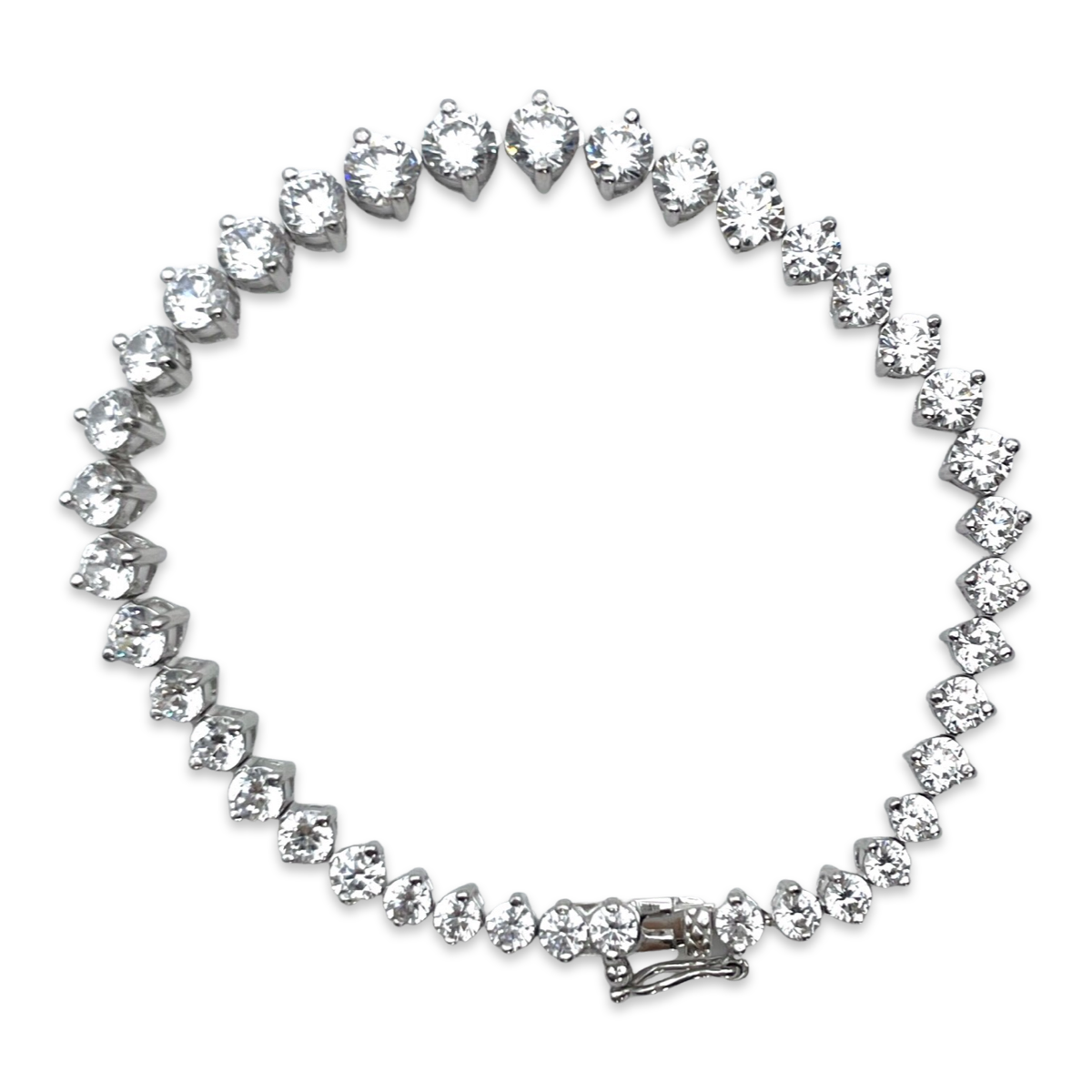 Silver bracelet with zircons