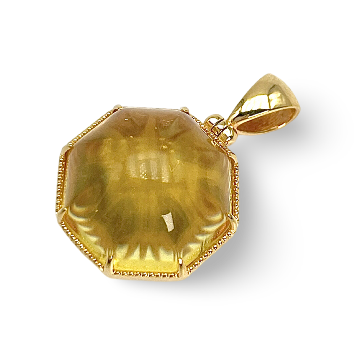 Gold plated amber pendant