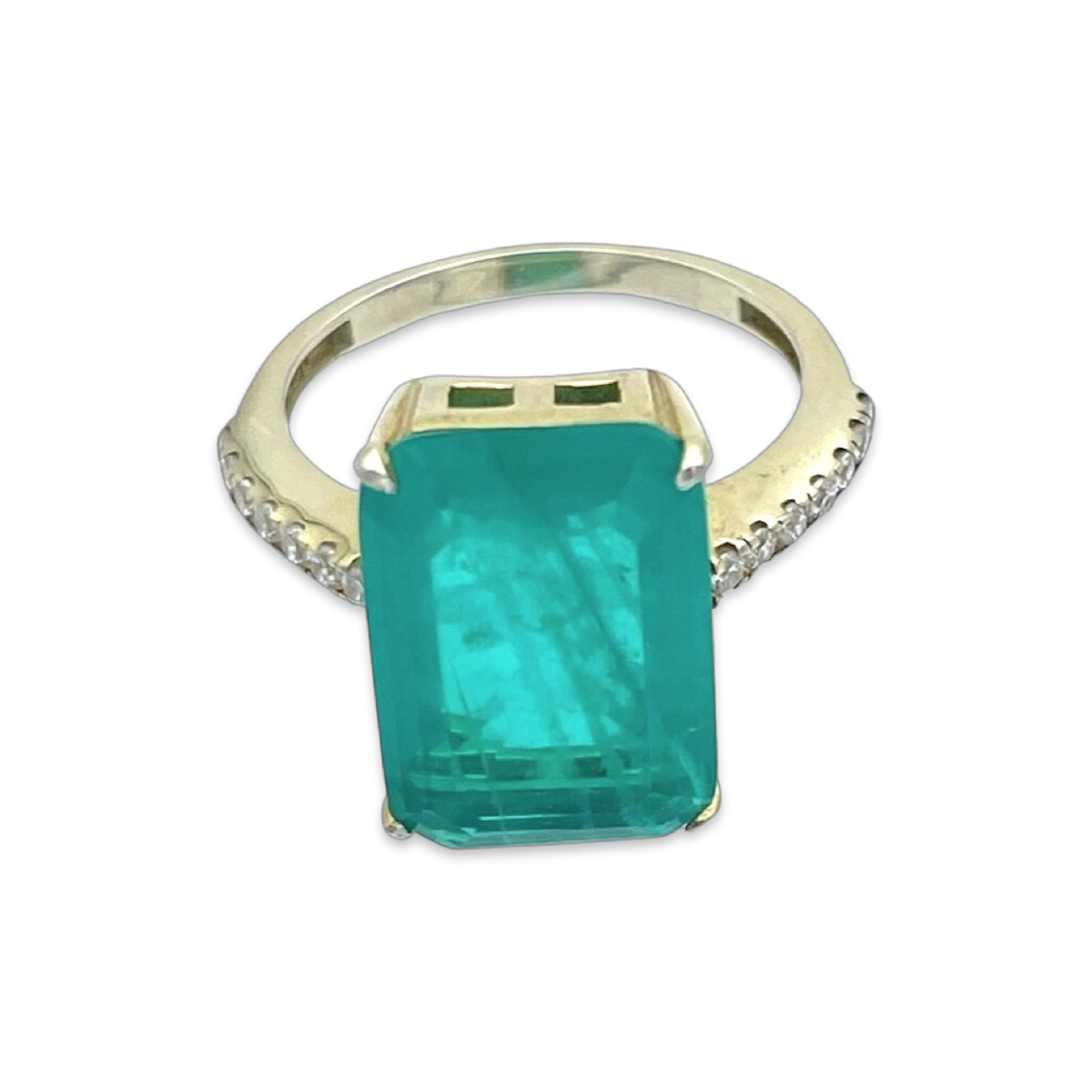 Gold-plated ring with paraiba and zircons