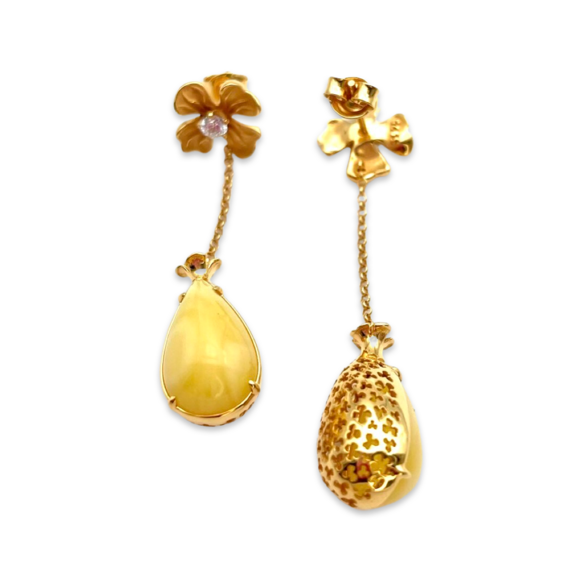 Gold plated amber earrings