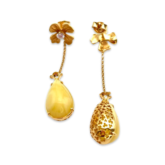 Gold plated amber earrings