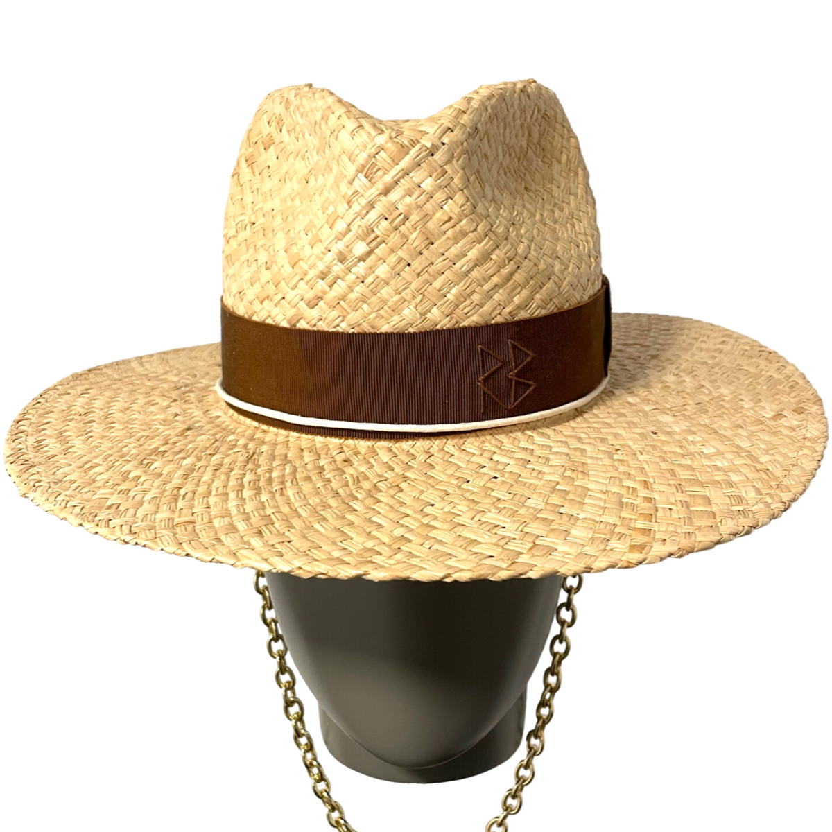 Chain Strap Straw Fedora Hat