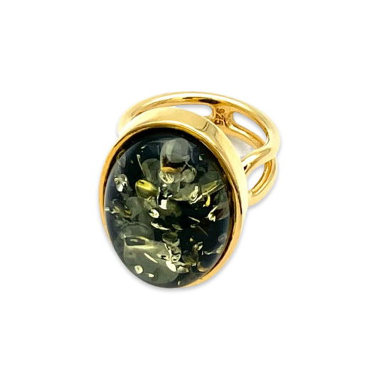 Gold plated amber ring