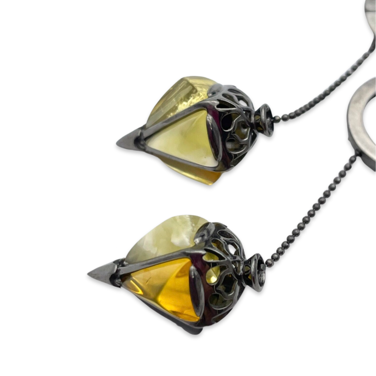 Silver earrings with amber