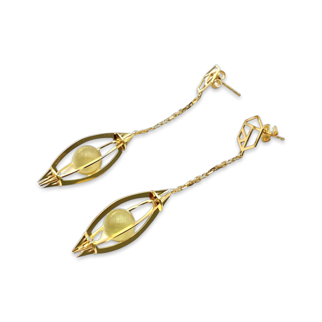 Gold plated amber earrings