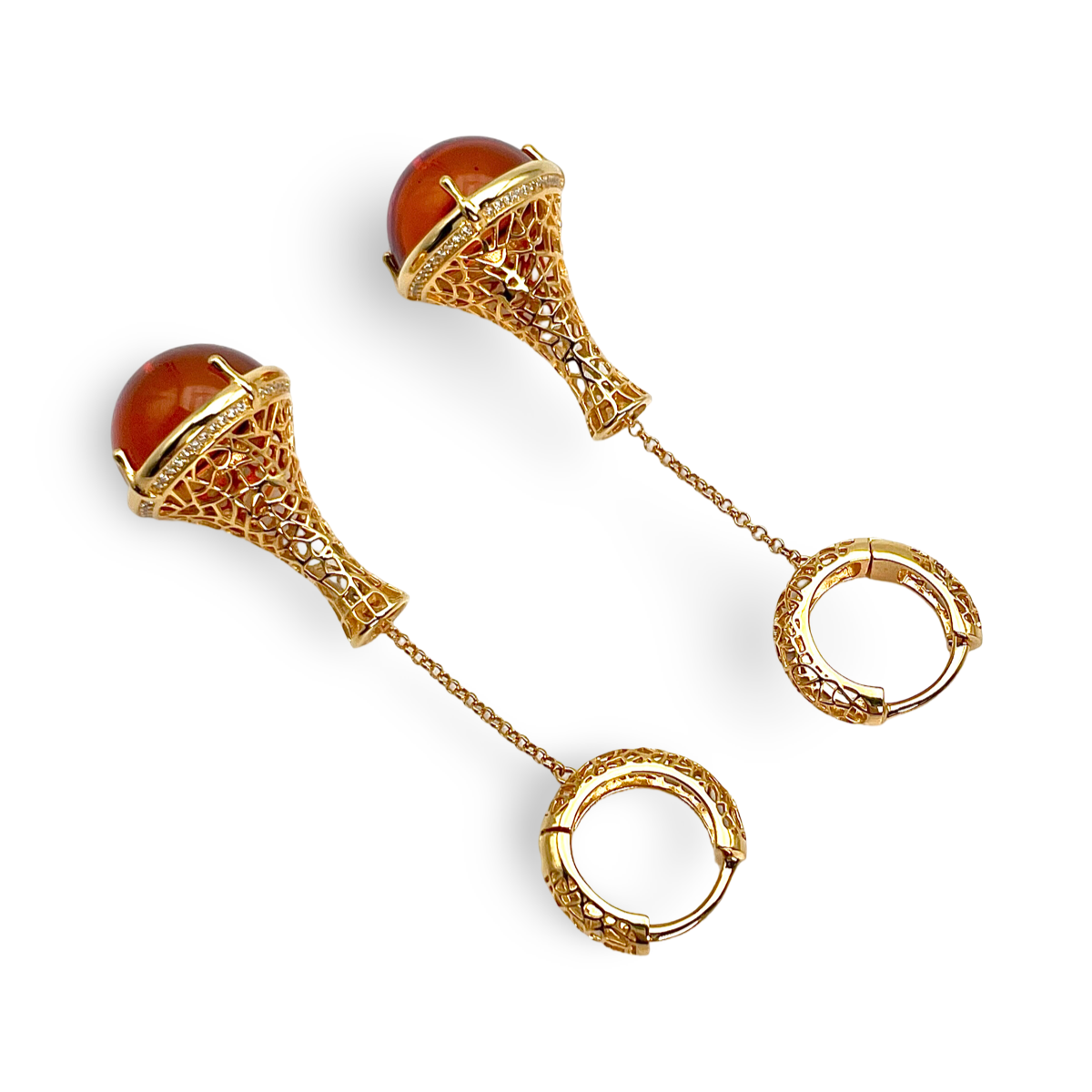 Gold plated amber earrings