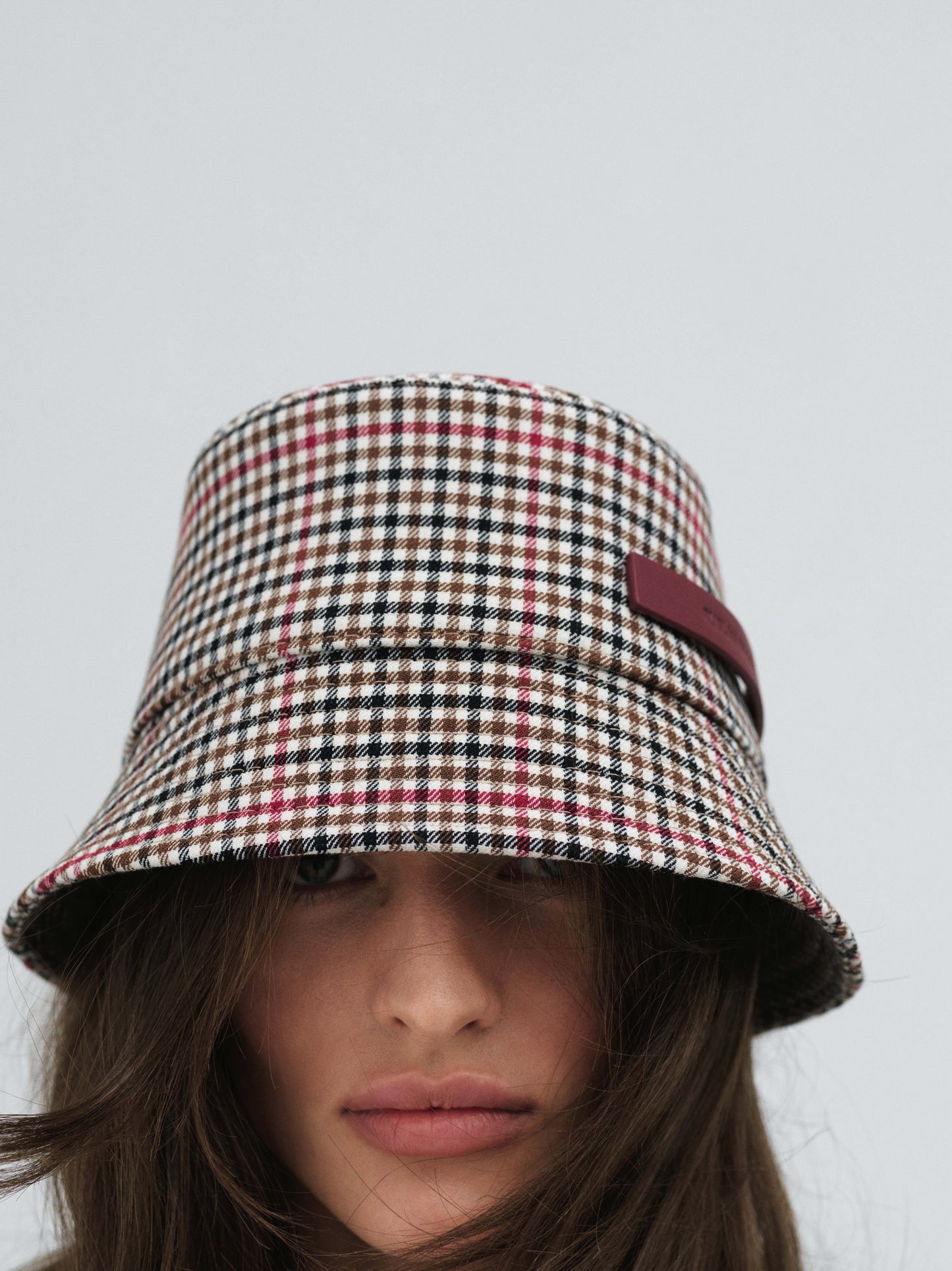 Gingham wool-blend bucket hat