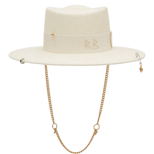 Chain Strap Straw Gambler Hat