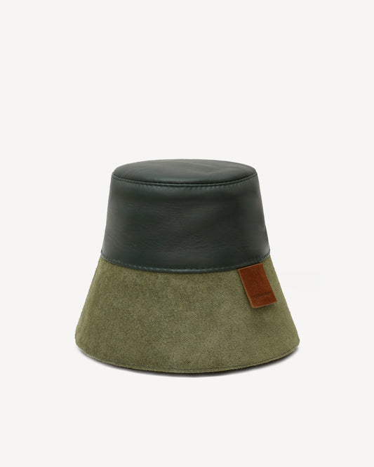 Leather lampshade bucket hat