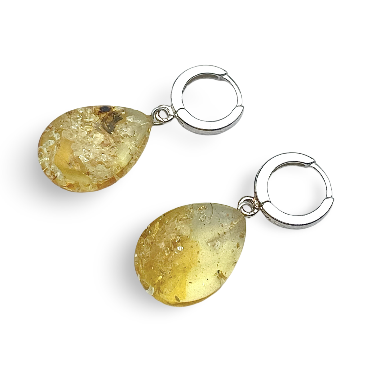 Silver amber earrings