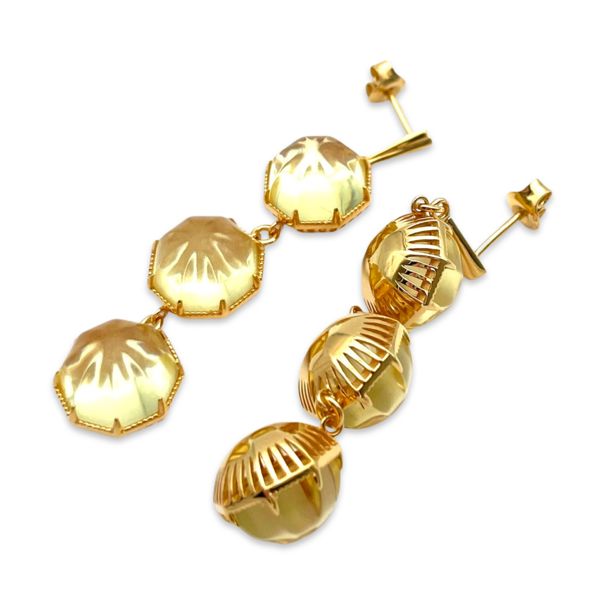 Gold plated amber earrings