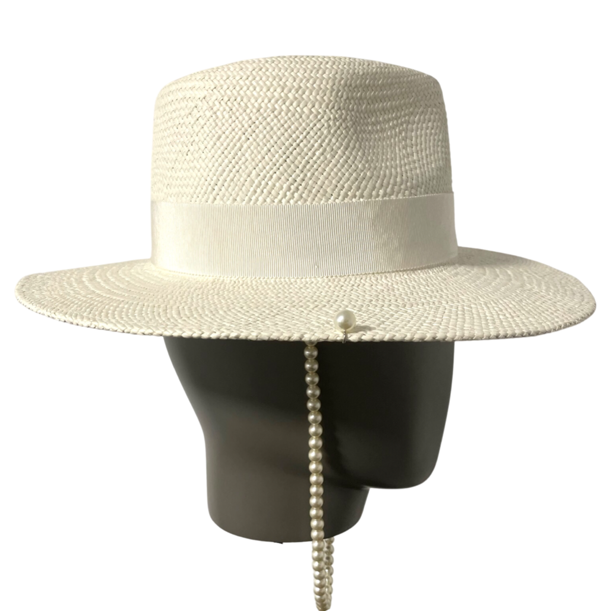 Pearl Embellished Straw Fedora Hat