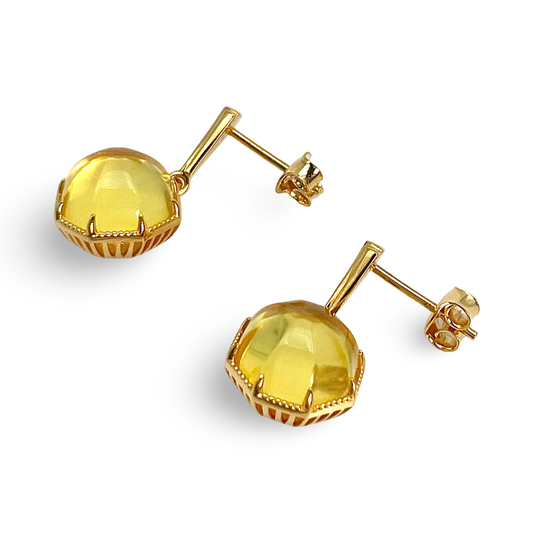 Gold plated amber earrings