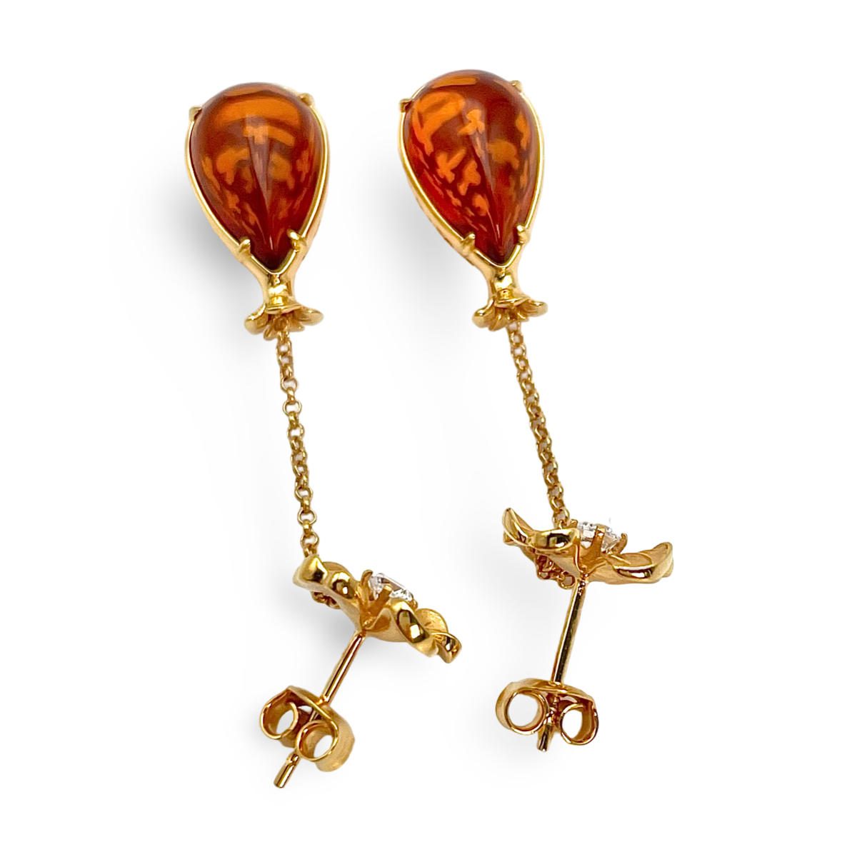 Gold plated amber earrings