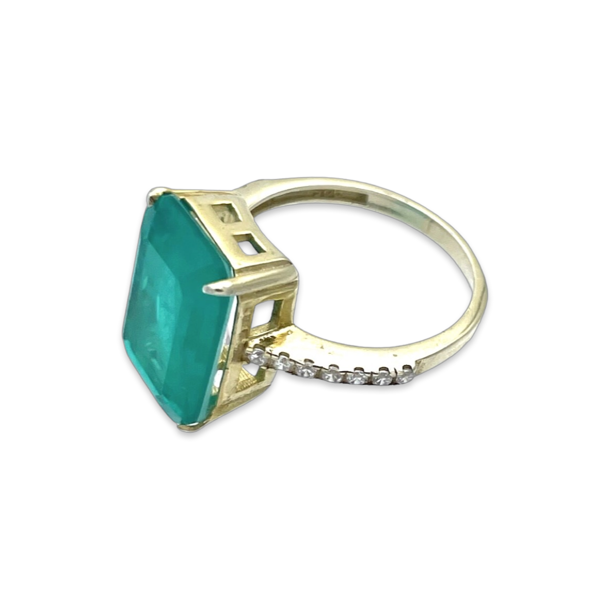 Gold-plated ring with paraiba and zircons