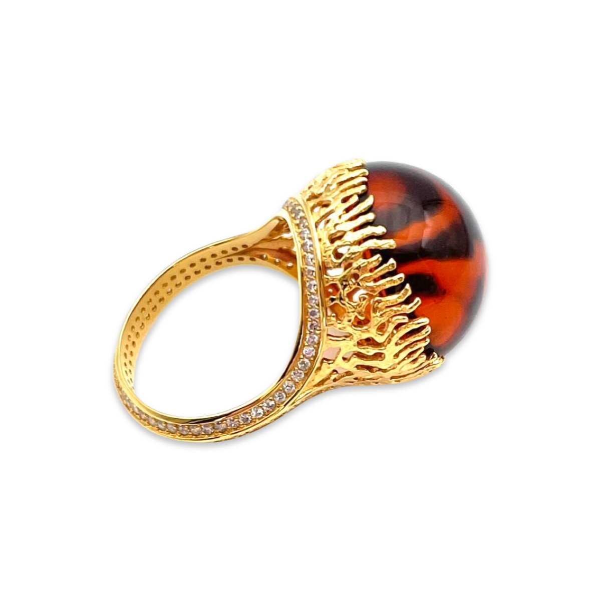 Gold plated amber ring