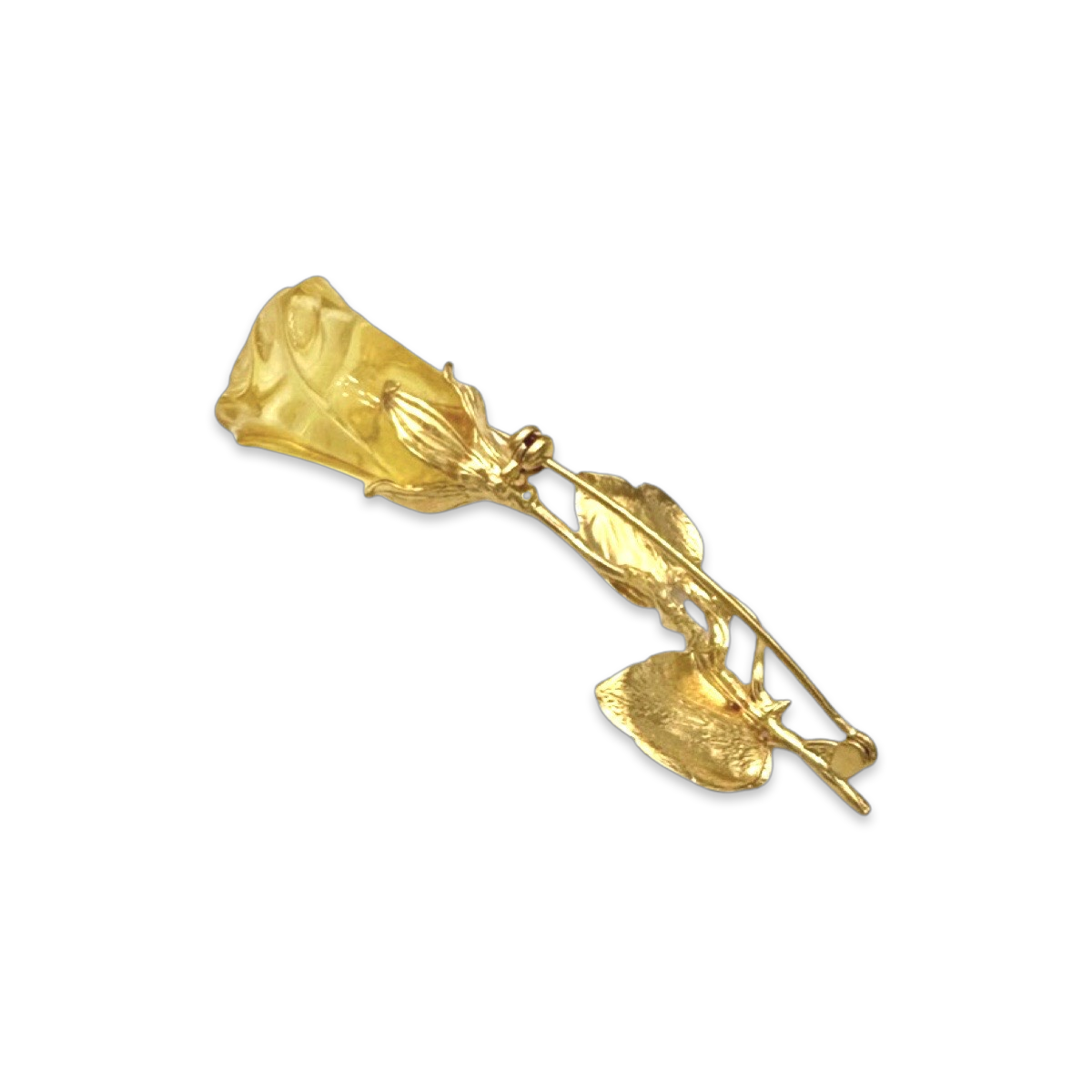 Amber brooch gilded Rose