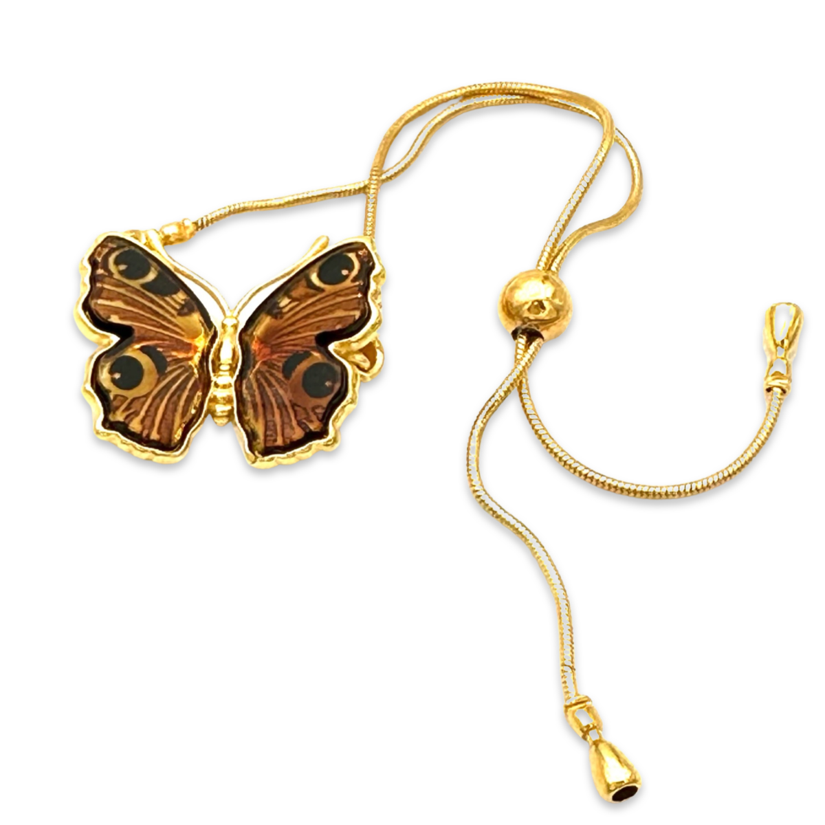 Gold-plated amber bracelet Butterfly