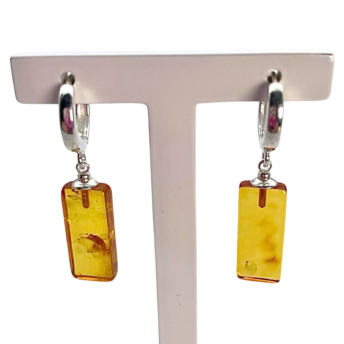 Silver amber earrings