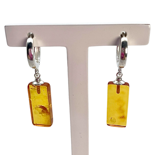 Silver amber earrings